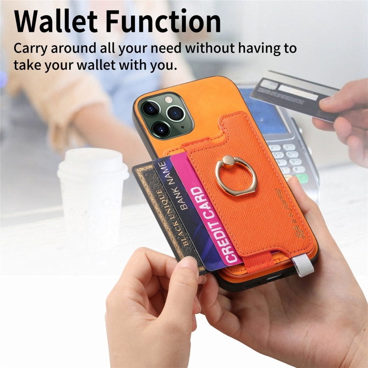 For iPhone 11 Pro Max Retro Magsafe Cross Leather Ring Holder Card Bag Phone Case