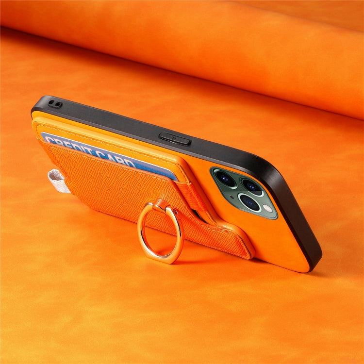 For iPhone 11 Pro Max Retro Magsafe Cross Leather Ring Holder Card Bag Phone Case