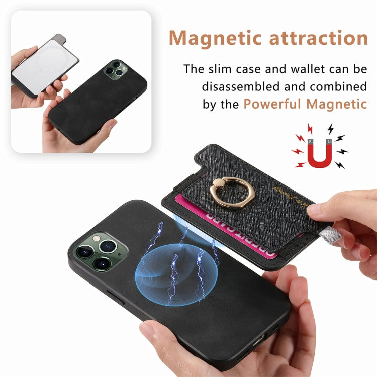 For iPhone 11 Pro Max Retro Magsafe Cross Leather Ring Holder Card Bag Phone Case