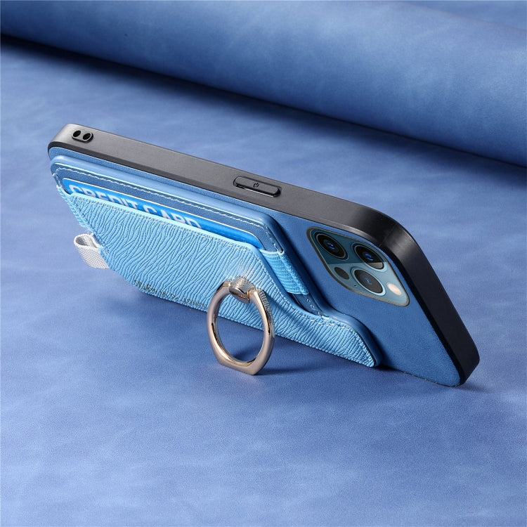 For iPhone 12 Pro Max Retro Magsafe Cross Leather Ring Holder Card Bag Phone Case