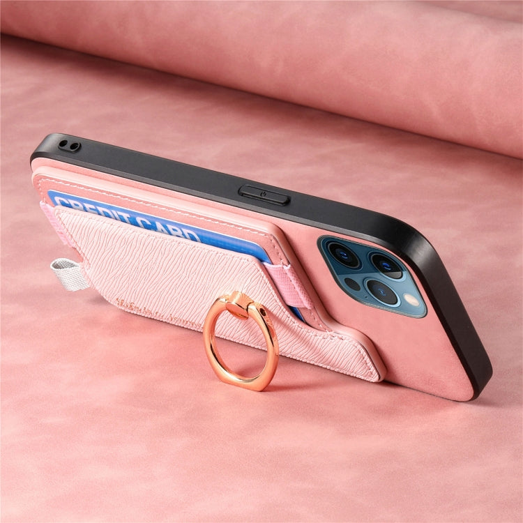 For iPhone 12 Pro Max Retro Magsafe Cross Leather Ring Holder Card Bag Phone Case