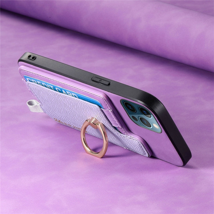 For iPhone 12 Pro Max Retro Magsafe Cross Leather Ring Holder Card Bag Phone Case