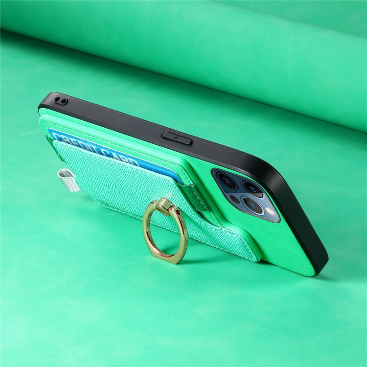 For iPhone 12 Pro Max Retro Magsafe Cross Leather Ring Holder Card Bag Phone Case