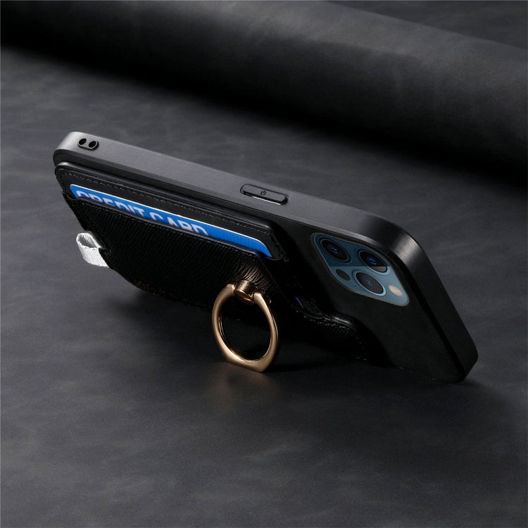 For iPhone 12 Pro Max Retro Magsafe Cross Leather Ring Holder Card Bag Phone Case