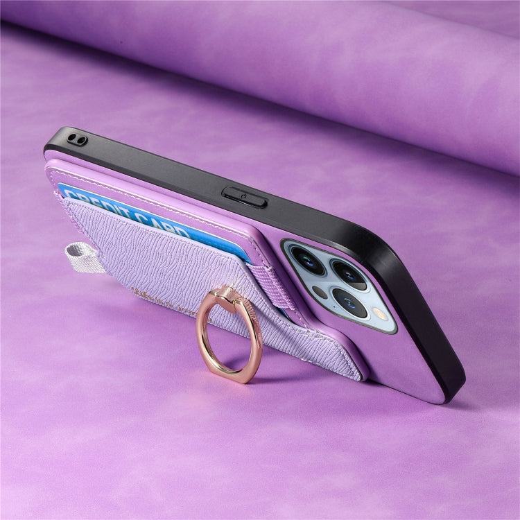 For iPhone 13 Pro Max Retro Magsafe Cross Leather Ring Holder Card Bag Phone Case