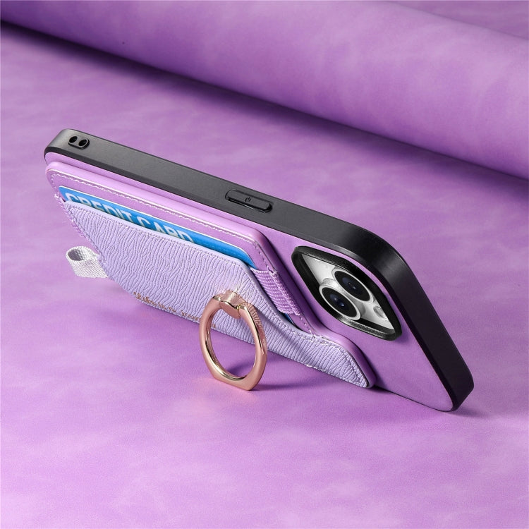 For iPhone 14 Plus Retro Magsafe Cross Leather Ring Holder Card Bag Phone Case