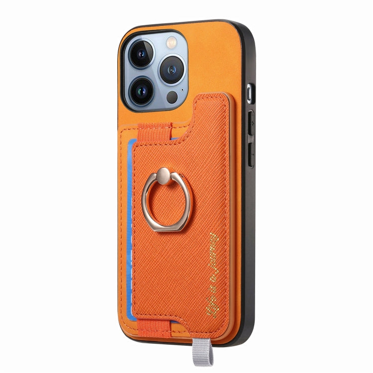 For iPhone 15 Pro max Retro Magsafe Cross Leather Ring Holder Card Bag Phone Case