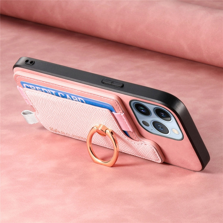 For iPhone 15 Pro max Retro Magsafe Cross Leather Ring Holder Card Bag Phone Case