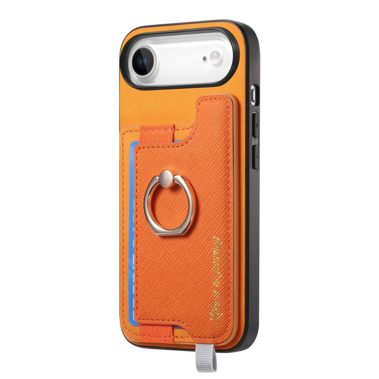 For iPhone Air Retro Magsafe Cross Leather Ring Holder Card Bag Phone Case