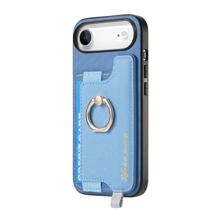 For iPhone Air Retro Magsafe Cross Leather Ring Holder Card Bag Phone Case