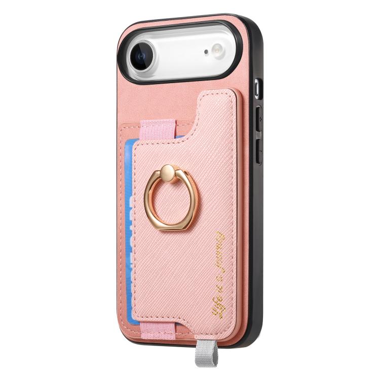For iPhone Air Retro Magsafe Cross Leather Ring Holder Card Bag Phone Case