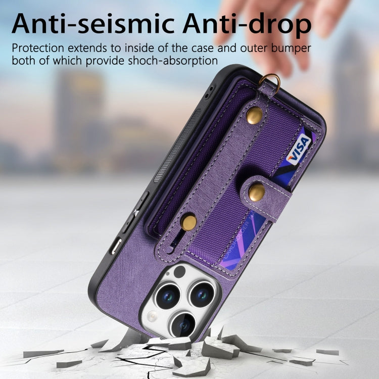 For iPhone 16 Pro Max Retro Cross Wristband Wallet Leather Back Phone Case