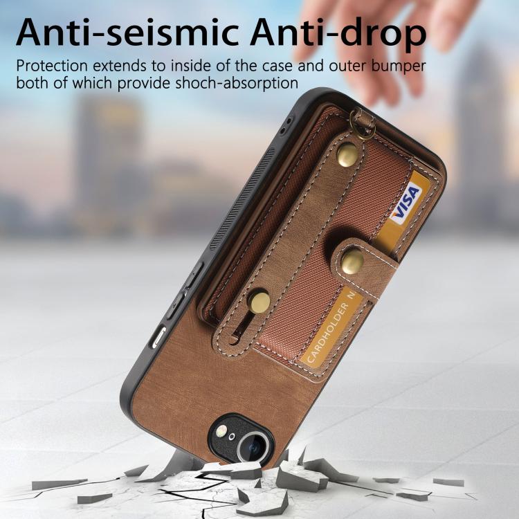 For iPhone 17e / 16e Retro Cross Wristband Wallet Leather Back Phone Case