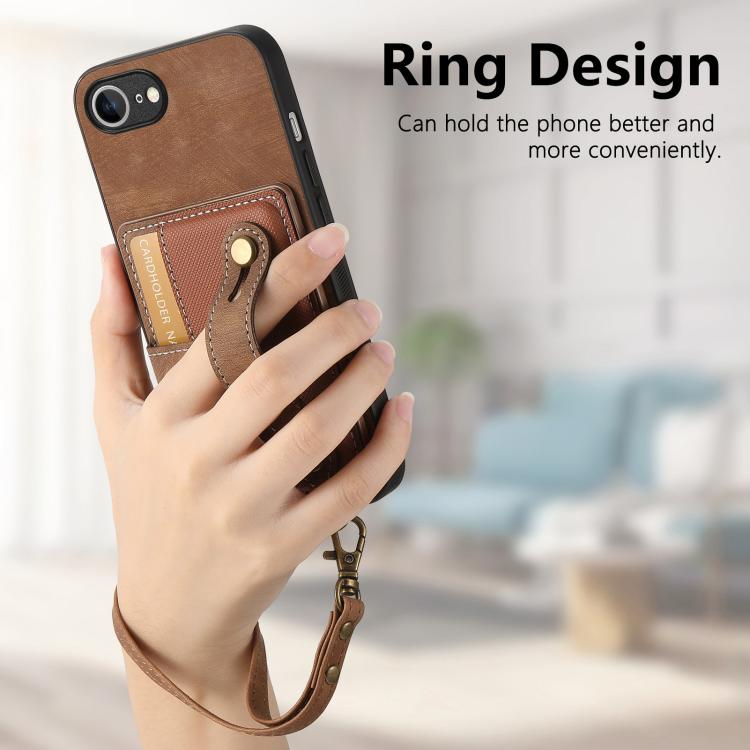 For iPhone 17e / 16e Retro Cross Wristband Wallet Leather Back Phone Case