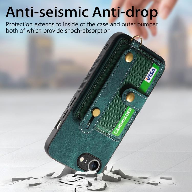 For iPhone 17e / 16e Retro Cross Wristband Wallet Leather Back Phone Case