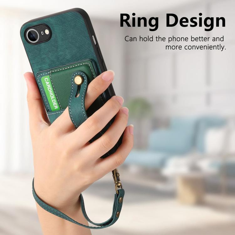 For iPhone 17e / 16e Retro Cross Wristband Wallet Leather Back Phone Case