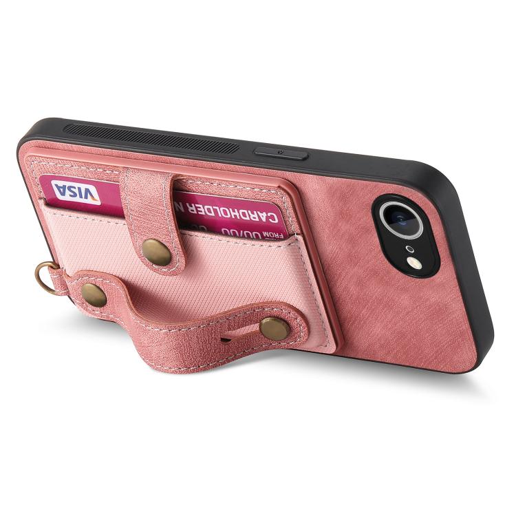 For iPhone 17e / 16e Retro Cross Wristband Wallet Leather Back Phone Case