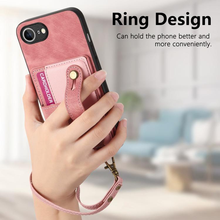 For iPhone 17e / 16e Retro Cross Wristband Wallet Leather Back Phone Case