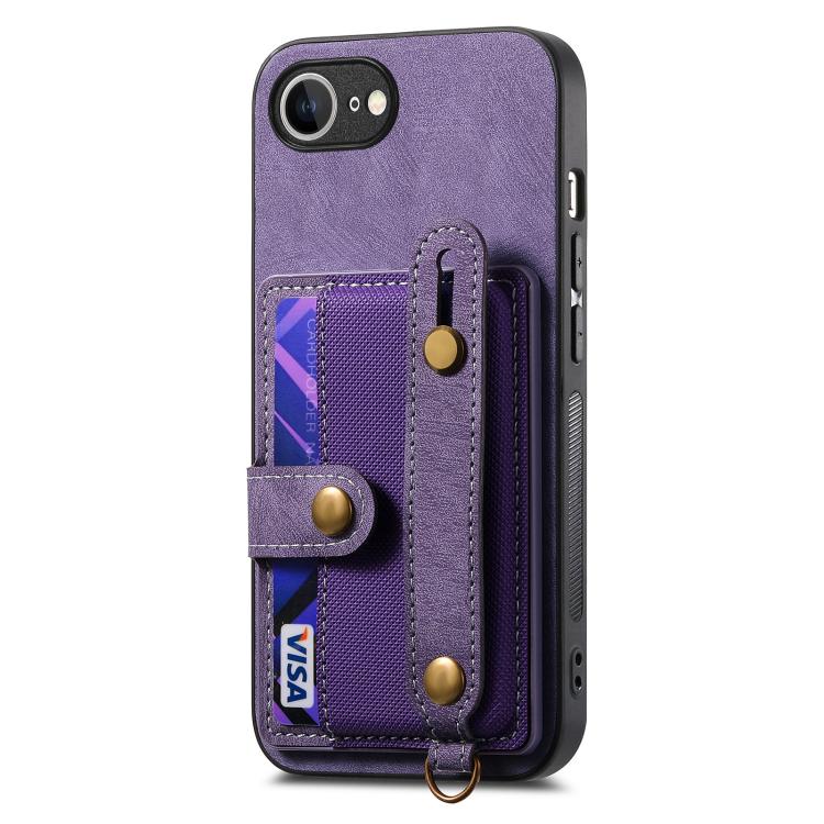 For iPhone 17e / 16e Retro Cross Wristband Wallet Leather Back Phone Case