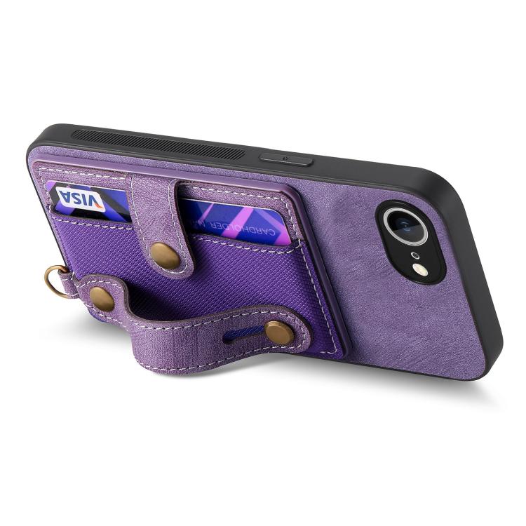 For iPhone 17e / 16e Retro Cross Wristband Wallet Leather Back Phone Case