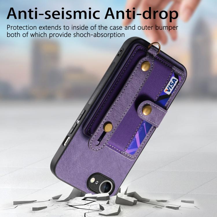 For iPhone 17e / 16e Retro Cross Wristband Wallet Leather Back Phone Case