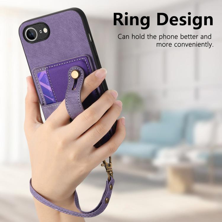 For iPhone 17e / 16e Retro Cross Wristband Wallet Leather Back Phone Case