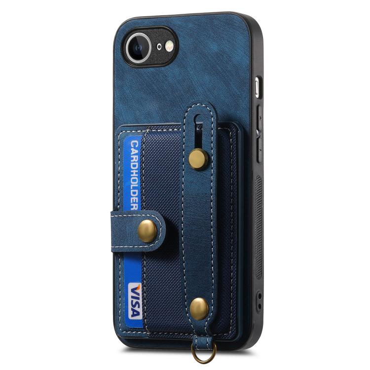 For iPhone 17e / 16e Retro Cross Wristband Wallet Leather Back Phone Case