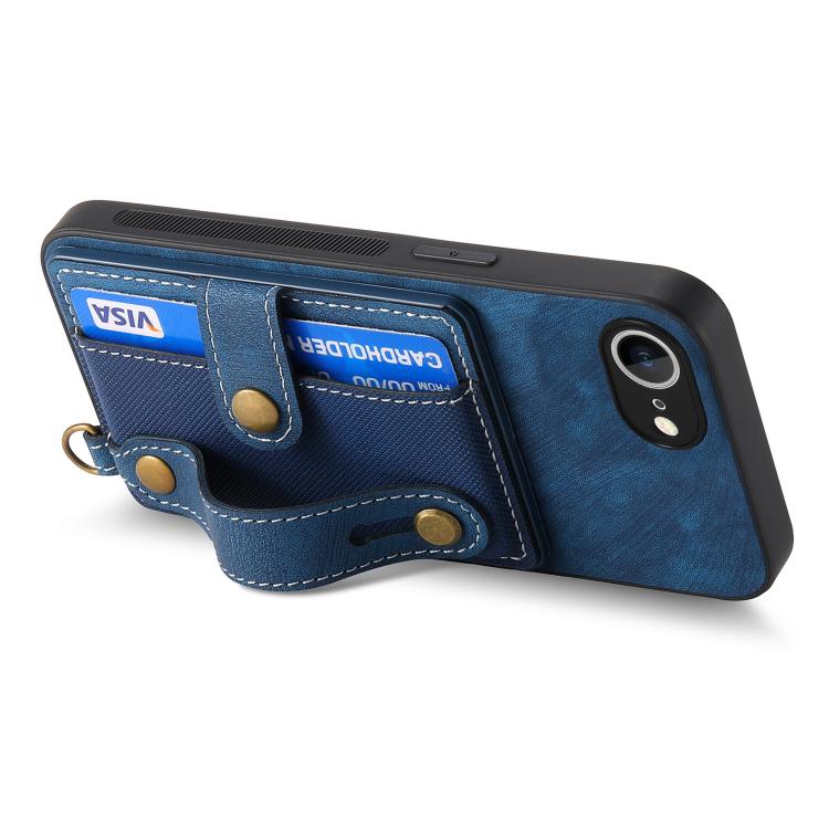 For iPhone 17e / 16e Retro Cross Wristband Wallet Leather Back Phone Case
