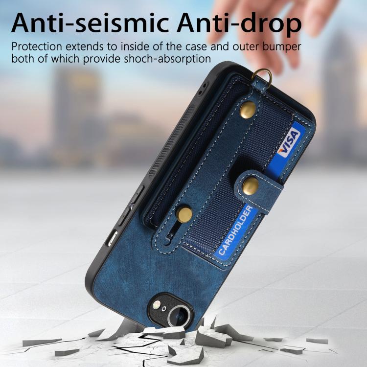 For iPhone 17e / 16e Retro Cross Wristband Wallet Leather Back Phone Case