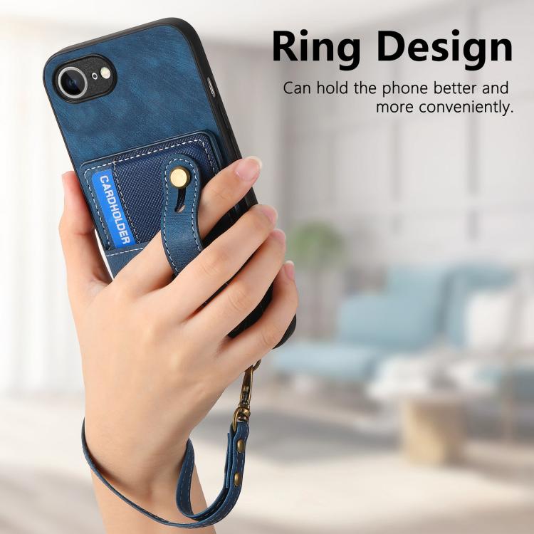For iPhone 17e / 16e Retro Cross Wristband Wallet Leather Back Phone Case