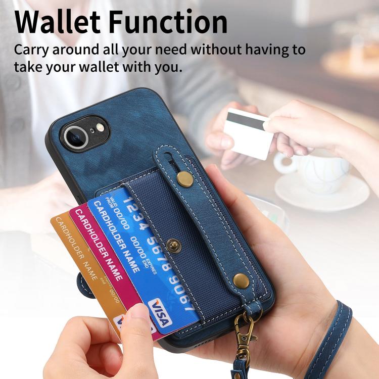 For iPhone 17e / 16e Retro Cross Wristband Wallet Leather Back Phone Case