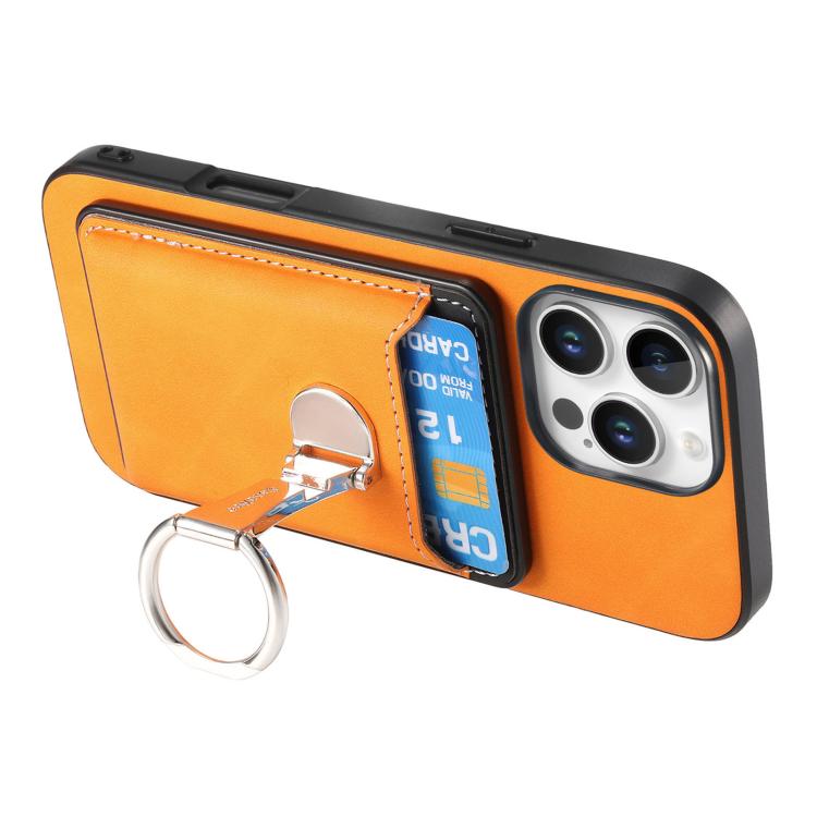 For iPhone 12 Pro Max Retro Folding Ring Holder Card Bag MagSafe Phone Case