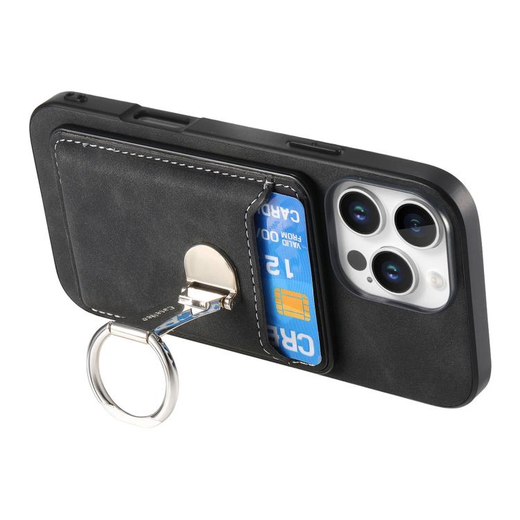 For iPhone 11 Retro Folding Ring Holder Card Bag MagSafe Phone Case
