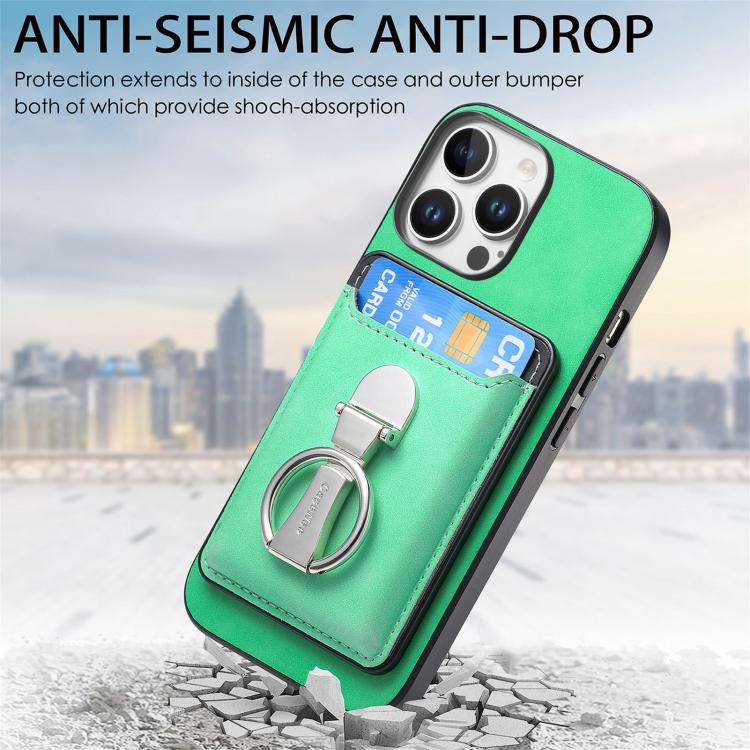 For iPhone 11 Retro Folding Ring Holder Card Bag MagSafe Phone Case
