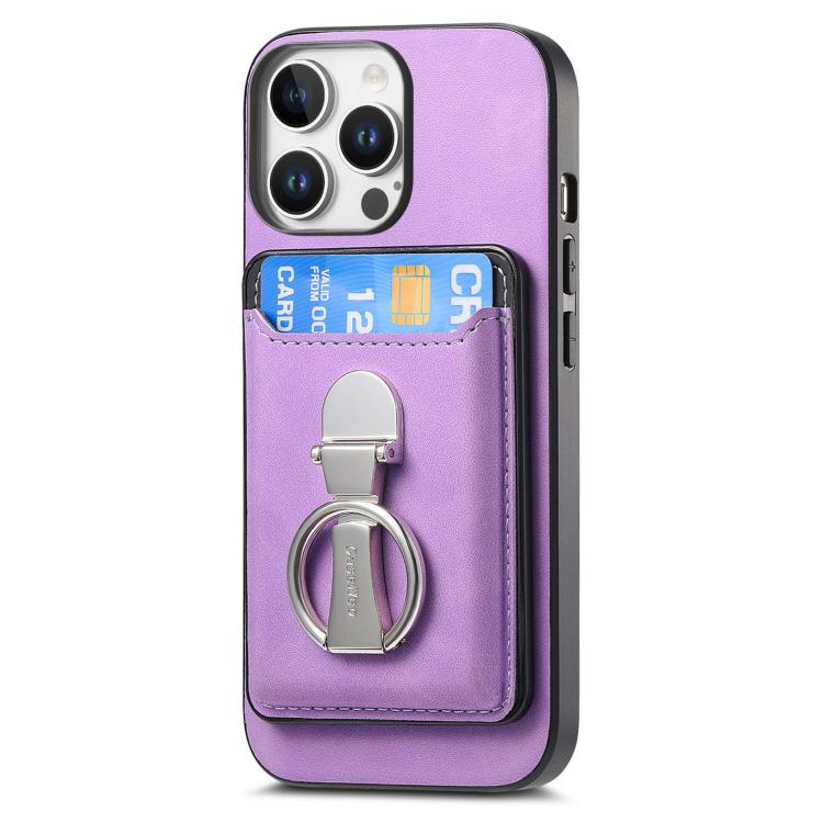 For iPhone 11 Pro Max Retro Folding Ring Holder Card Bag MagSafe Phone Case
