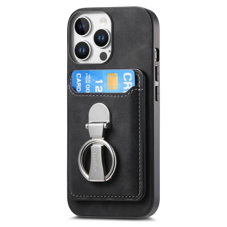 For iPhone 11 Pro Max Retro Folding Ring Holder Card Bag MagSafe Phone Case
