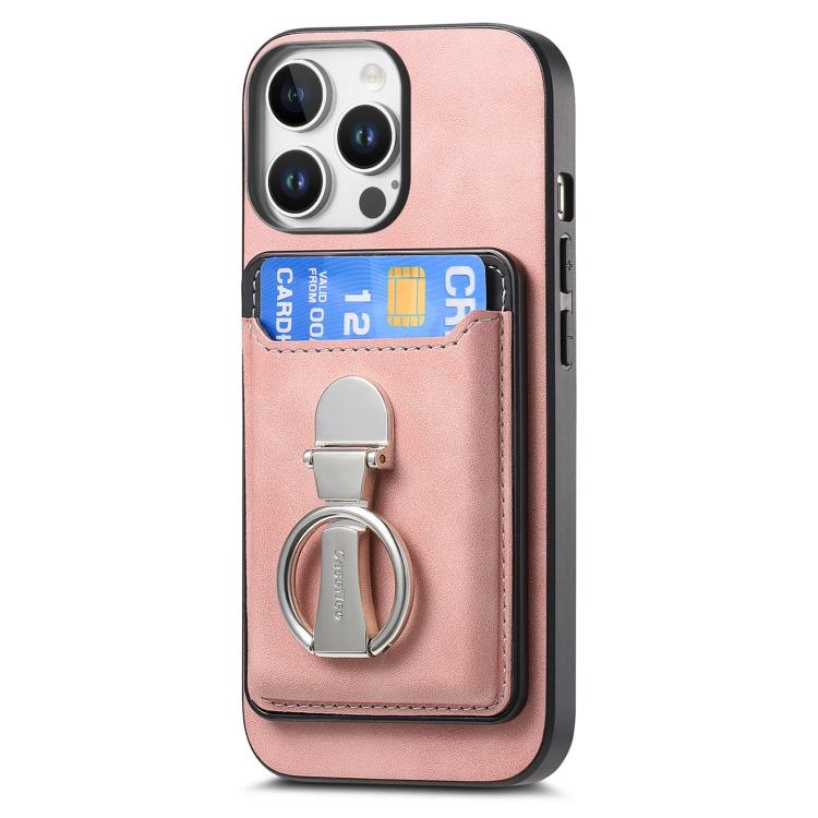 For iPhone 11 Pro Max Retro Folding Ring Holder Card Bag MagSafe Phone Case
