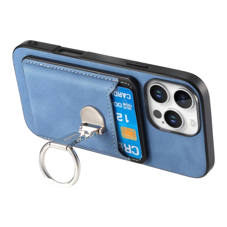 For iPhone 11 Pro Max Retro Folding Ring Holder Card Bag MagSafe Phone Case