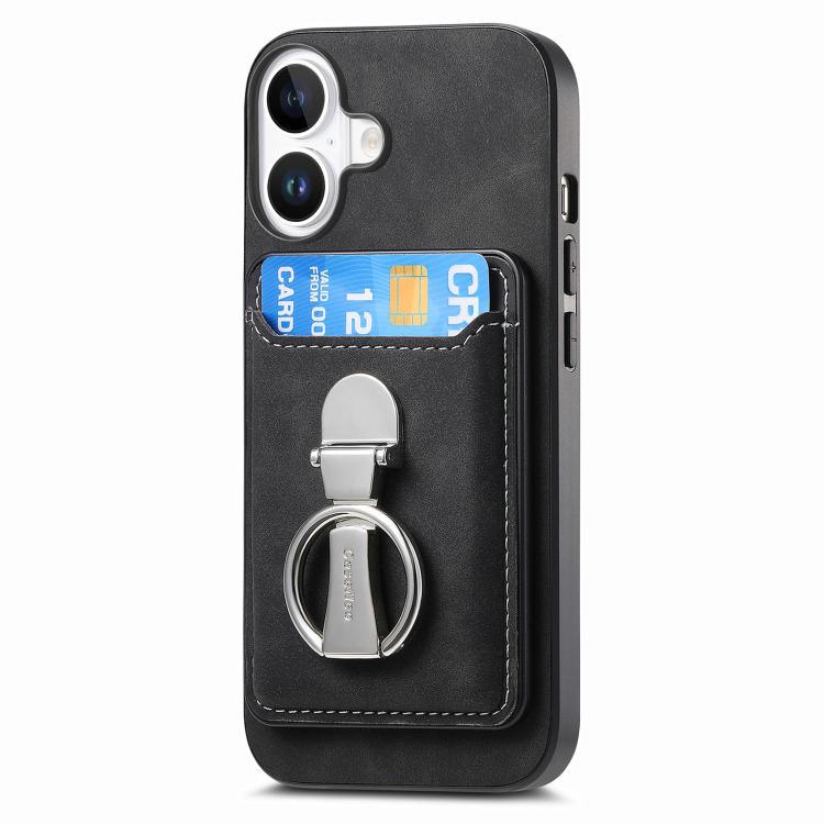 For iPhone 17 Retro Folding Ring Holder Card Bag MagSafe Phone Case