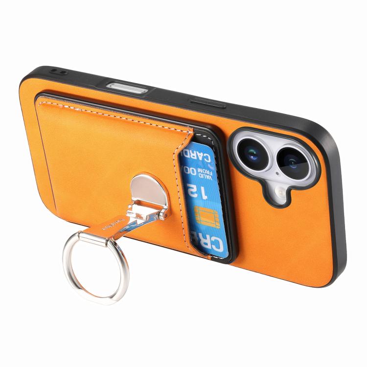 For iPhone 17 Retro Folding Ring Holder Card Bag MagSafe Phone Case