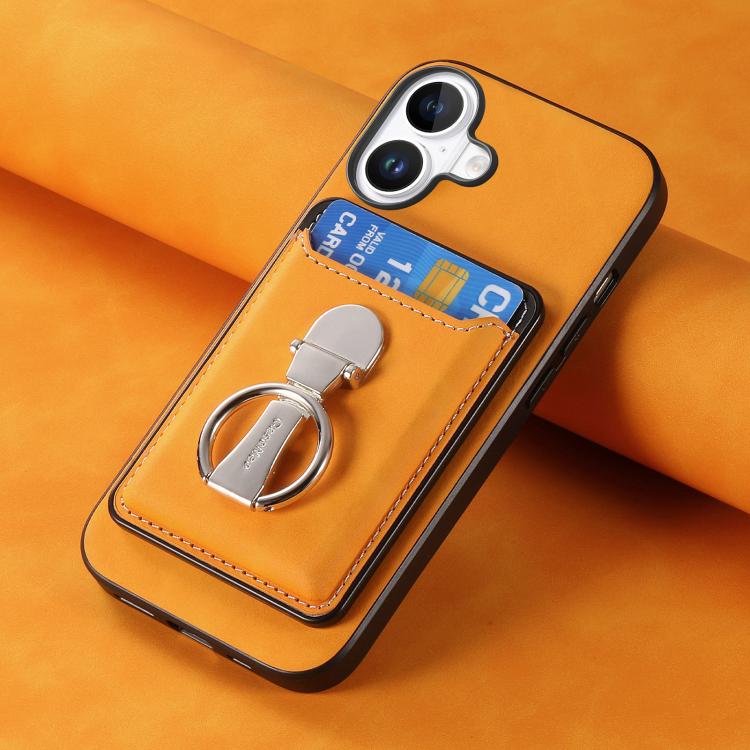 For iPhone 17 Retro Folding Ring Holder Card Bag MagSafe Phone Case