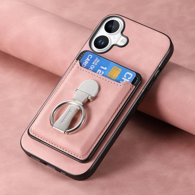 For iPhone 17 Retro Folding Ring Holder Card Bag MagSafe Phone Case