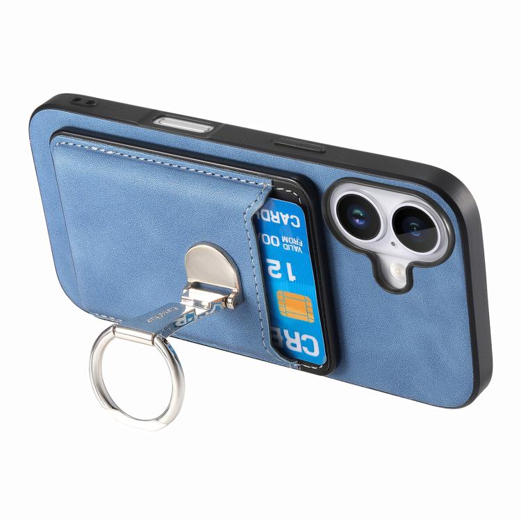 For iPhone 17 Retro Folding Ring Holder Card Bag MagSafe Phone Case