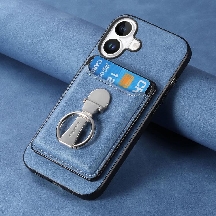For iPhone 17 Retro Folding Ring Holder Card Bag MagSafe Phone Case