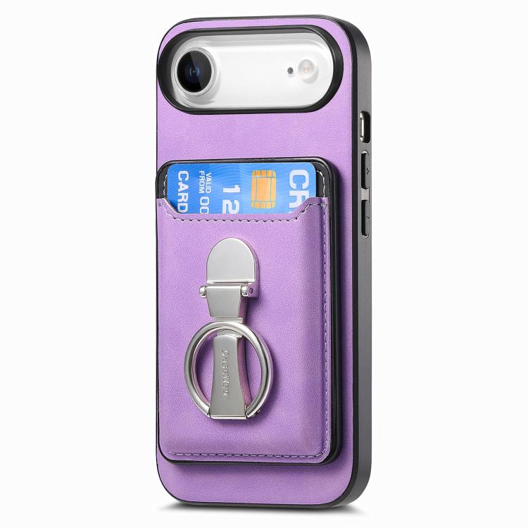 For iPhone Air Retro Folding Ring Holder Card Bag MagSafe Phone Case