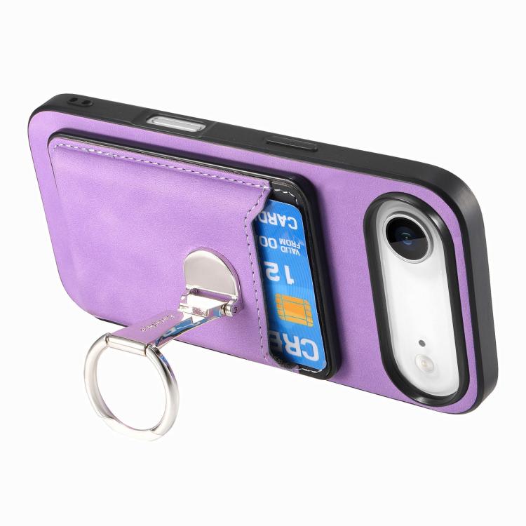 For iPhone Air Retro Folding Ring Holder Card Bag MagSafe Phone Case