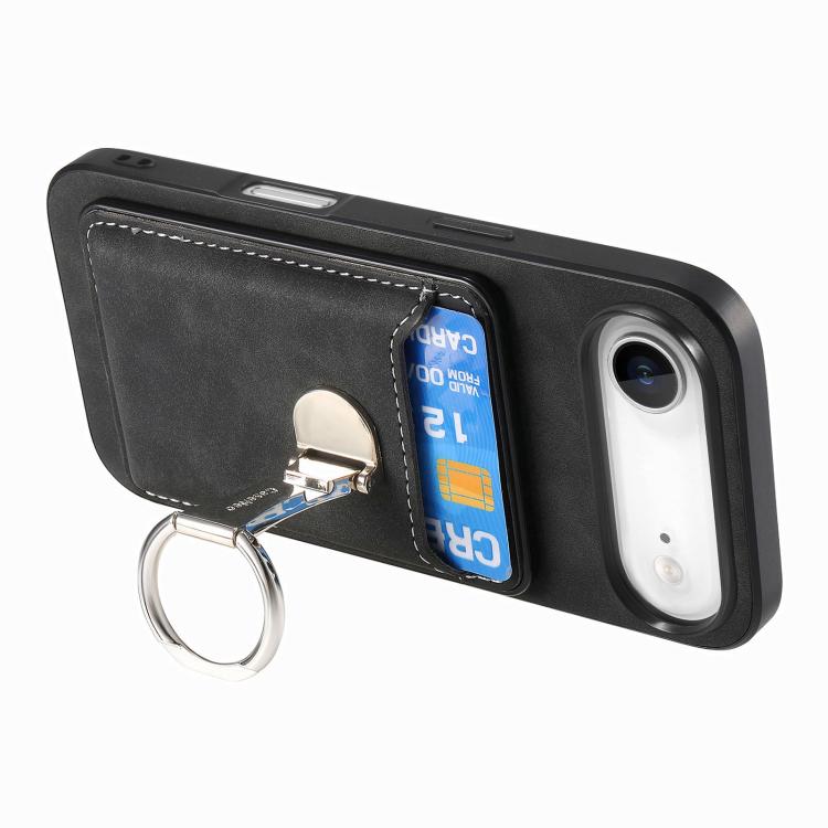 For iPhone Air Retro Folding Ring Holder Card Bag MagSafe Phone Case