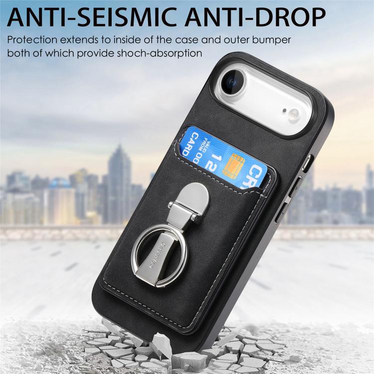 For iPhone Air Retro Folding Ring Holder Card Bag MagSafe Phone Case
