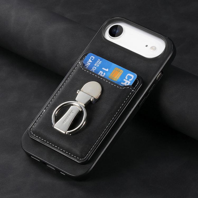 For iPhone Air Retro Folding Ring Holder Card Bag MagSafe Phone Case