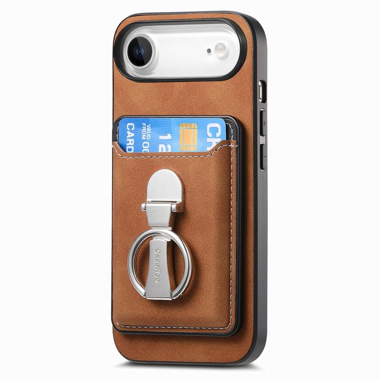 For iPhone Air Retro Folding Ring Holder Card Bag MagSafe Phone Case